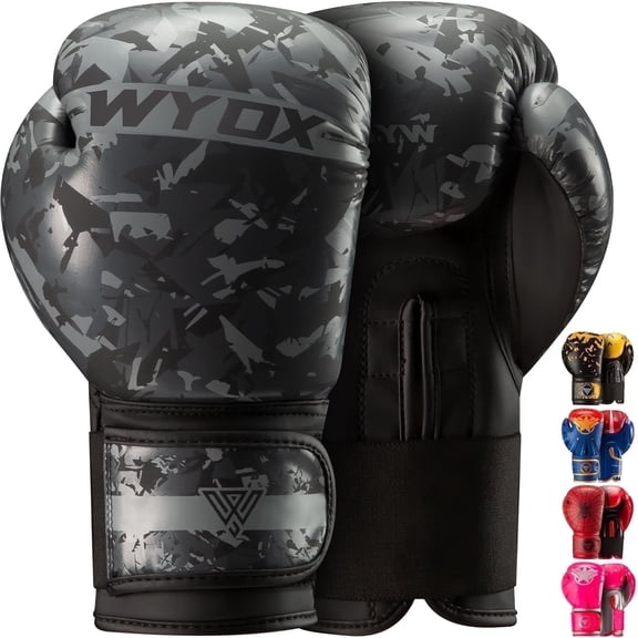 WYOX 6oz Kids Boxing Gloves – Grey Camo | Strength Training, Punching Bag, Muay Thai, Martial Arts, Sparring, Youth