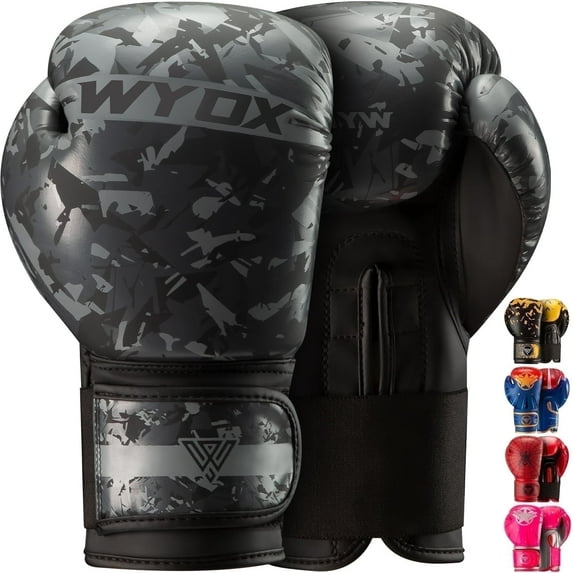 WYOX 8oz Kids Boxing Gloves – Grey Camo | Punching, Strength Training, Martial Arts, Muay Thai, Youth Sparring Gloves