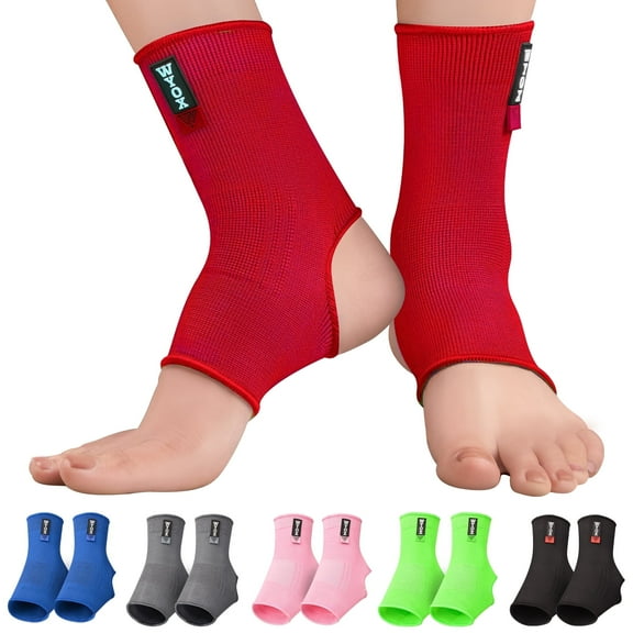 WYOX Ankle Wraps Support Boxing Gear for Men Women Muay Thai Ankle Support Kickboxing Wraps Gym Ankle Support (Pair) (Red, L/XL (Women 7.0-10.5/ Men 6.0-9.5))