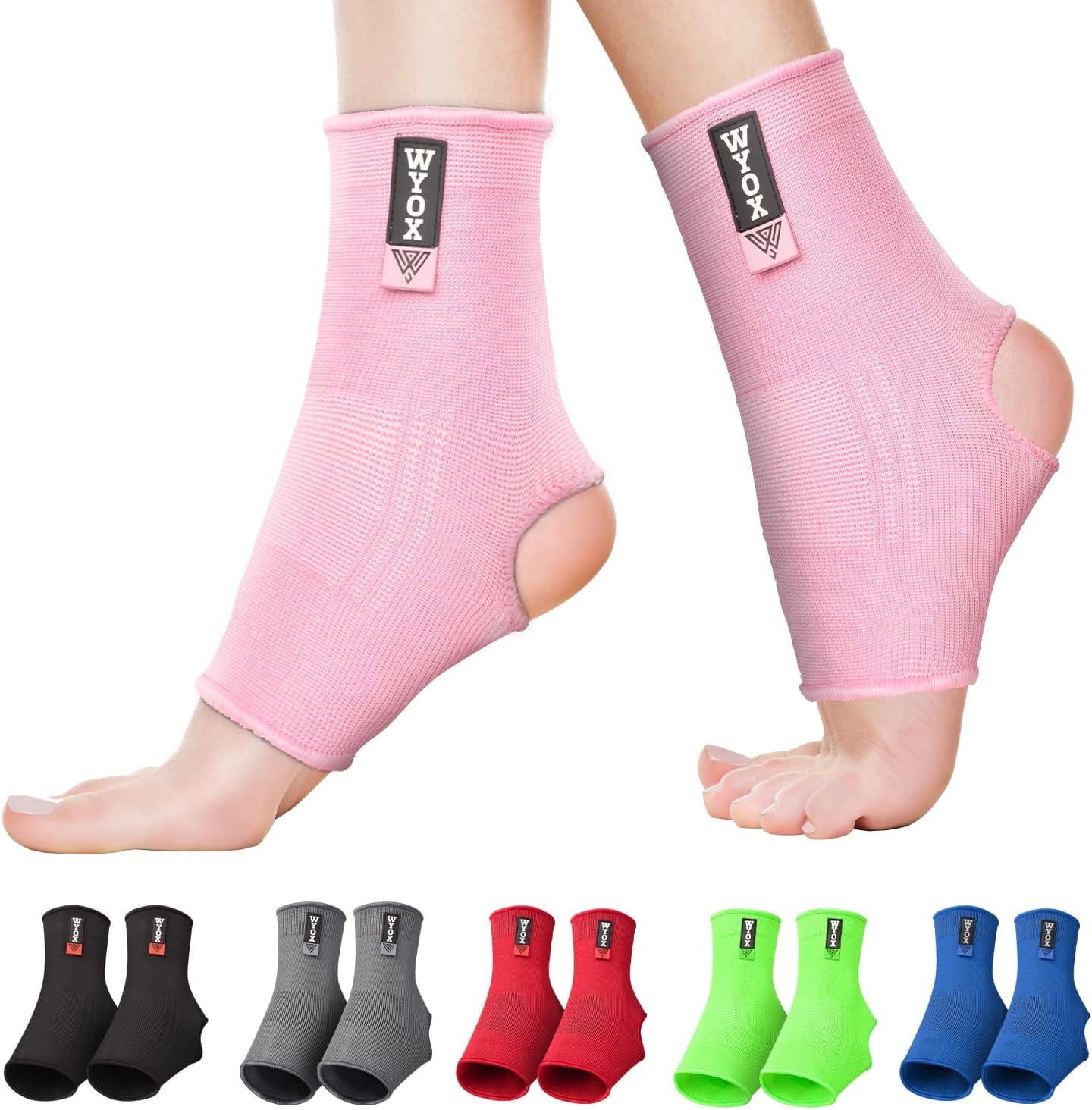 WYOX Ankle Wraps Support Boxing Gear for Men Women Muay Thai Ankle Support  Kickboxing Wraps Gym Ankle Support (Pair) (Pink, L/XL) 
