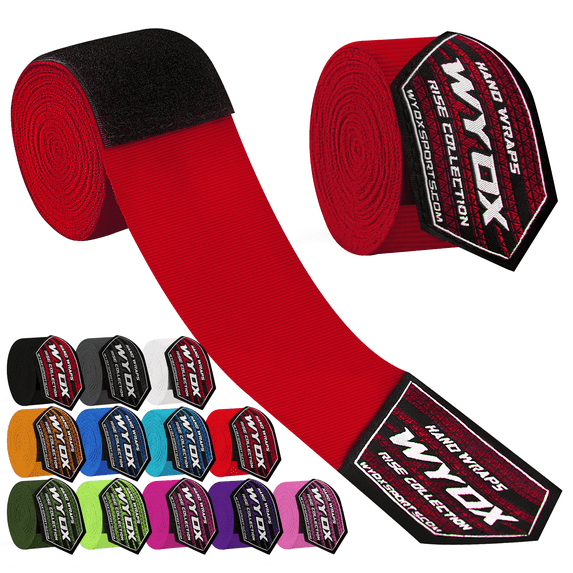 WYOX Boxing Hand Wraps 180-Inch – Elastic Bandage Wraps, Bandages, Boxing Gloves, Sports Wrap & Support Gear Pro (Maroon)