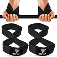 thumbnail image 1 of WYOX Figure 8 Lifting Straps – Heavy Duty Wrist Wraps for Deadlifts, Strength Training, Squats, Barbell & Weightlifting (Black), 1 of 7