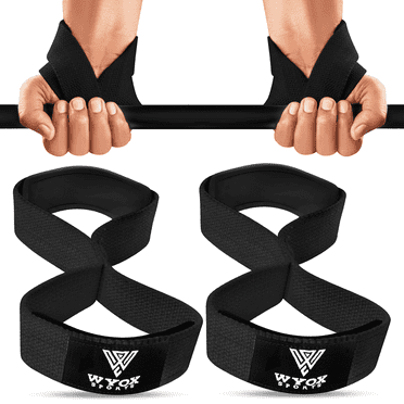 WYOX Figure 8 Lifting Straps – Heavy Duty Wrist Wraps for Deadlifts, Strength Training, Squats, Barbell & Weightlifting (Black)