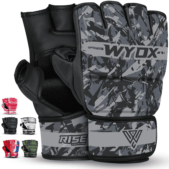 WYOX MMA Gloves for Men & Women, Open Palm Sparring Gloves with Wrist Support, Grappling Gloves for Kickboxing, Muay Thai & Boxing Training