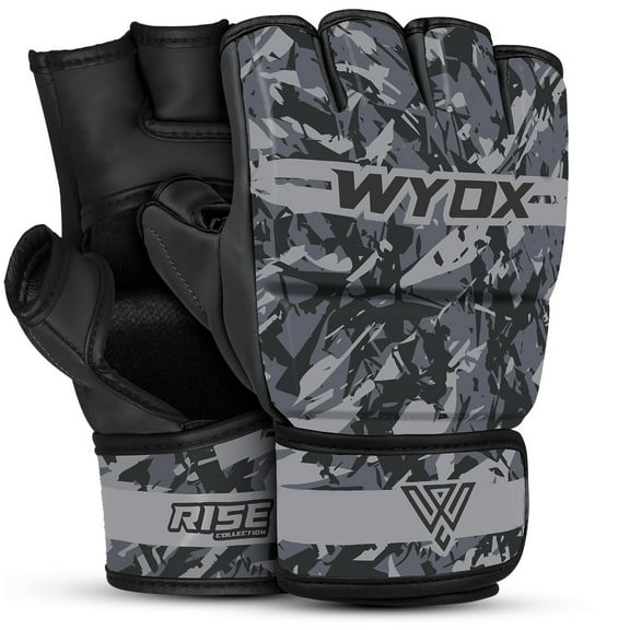 WYOX Fingerless MMA Gloves for Grappling, Sparring, Muay Thai with Fist Protection & Adjustable Wrist Support