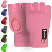 WYOX Quick Boxing Hand Wraps MMA Inner Gloves Wraps Compression Half finger Bandages (Pink-S/M)