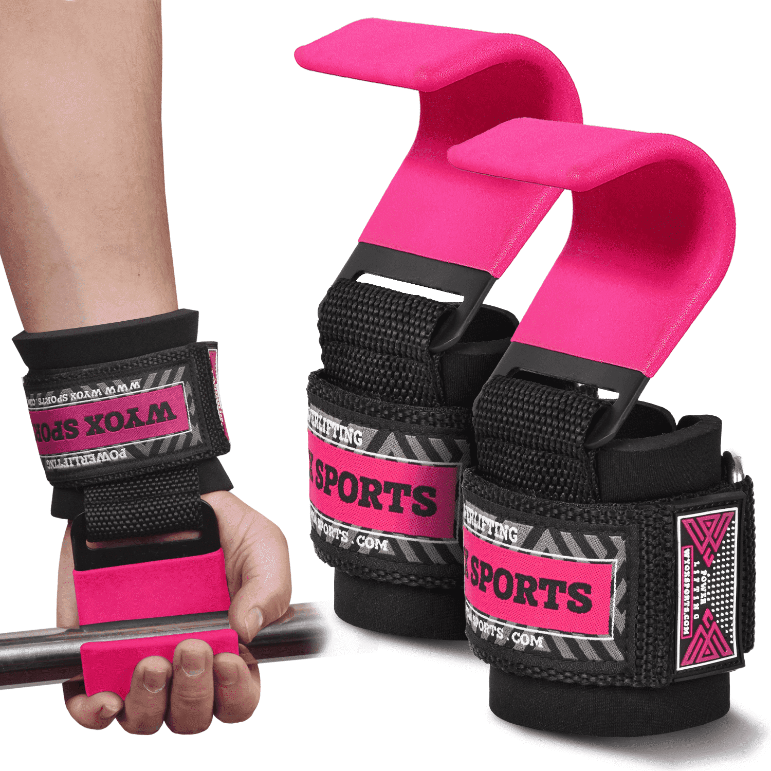 Navaris Weight Lifting Hook Straps - Pair Of Weightlifting Wrist Support Straps With Hooks - View #3