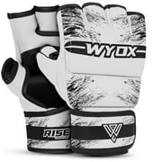 WYOX MMA Gloves Grappling Sparring, Boxing Gloves Men Women Muay Thai Martial Arts Training, Half Finger Adjustable Mitts Wrist Support Kickboxing Gloves, Cage Fighting Punching Bag Gloves