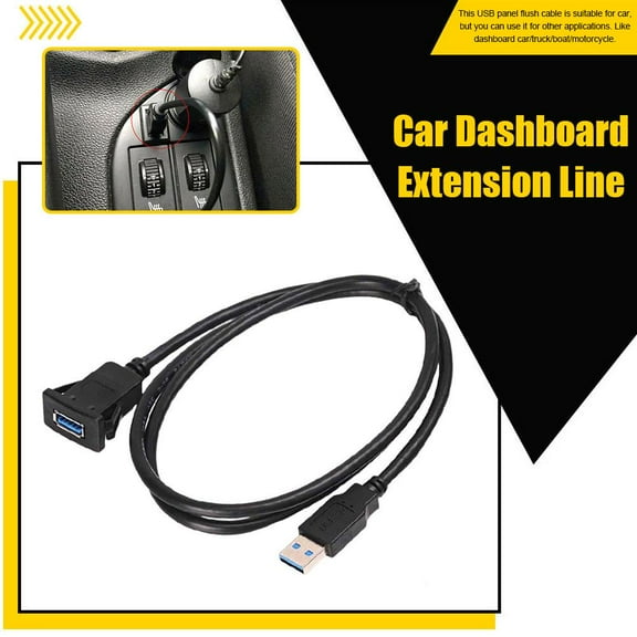 WYPWCX USB 3.0 Male to Female USB 3.0 Flush Panel Mount Extension Cable for Car Truck Boat Motorcycle Dashboard