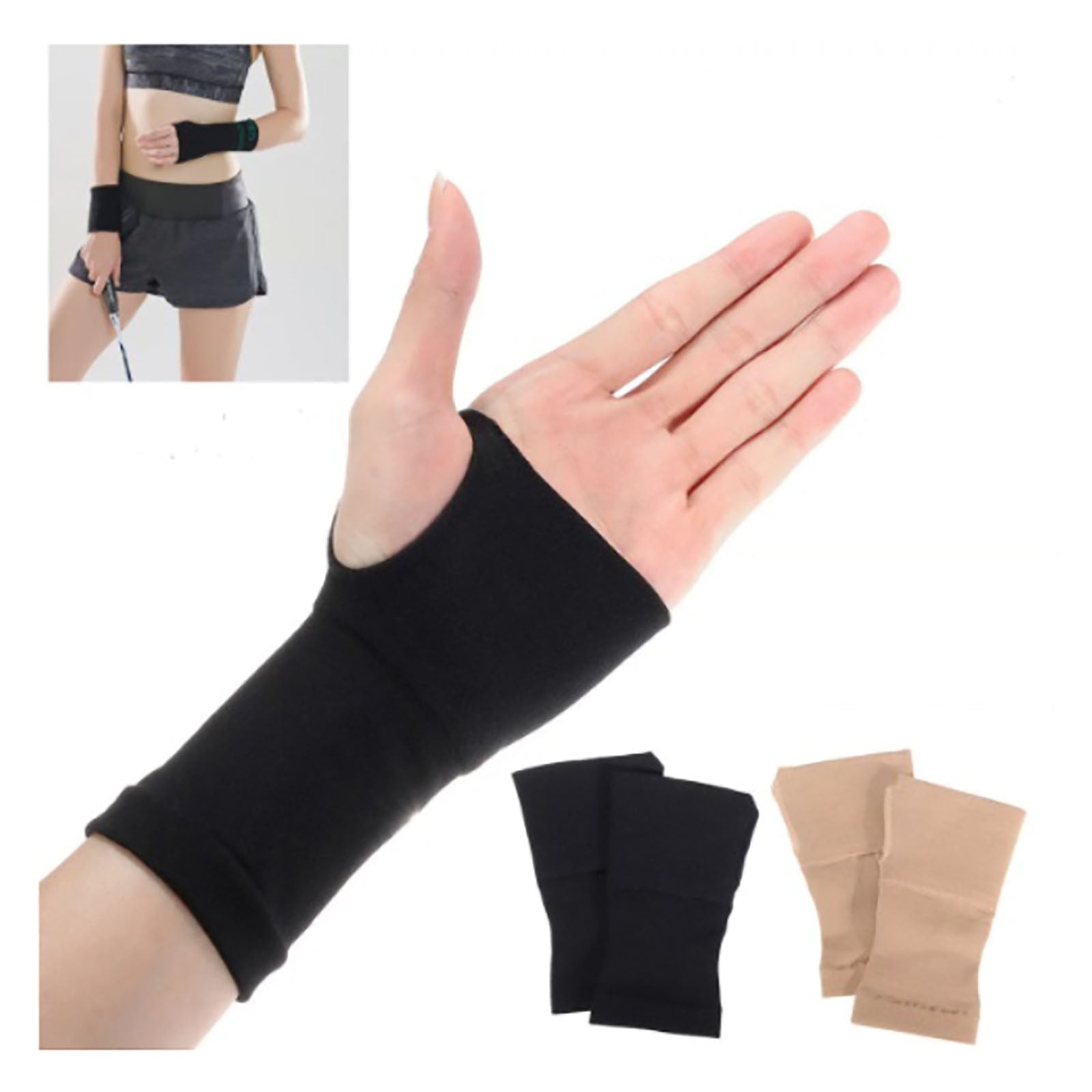 WYQLFSB 2pcs Carpal Tunnel Thumb Wrist Brace Support Compression Bandage Glove Gym Sprain Strain Brace Black