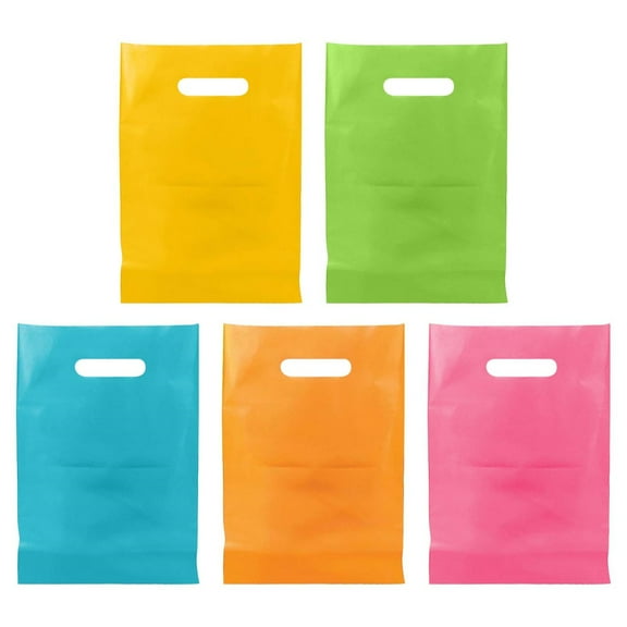 WYQLFSB 50 PCS Neon Candy Bags Let's Glow in The Dark Goldie Bag Bulk Plastic Treat Gift Wrap with Handles for Retro 80's 90's Birthday Party Favor Decoration