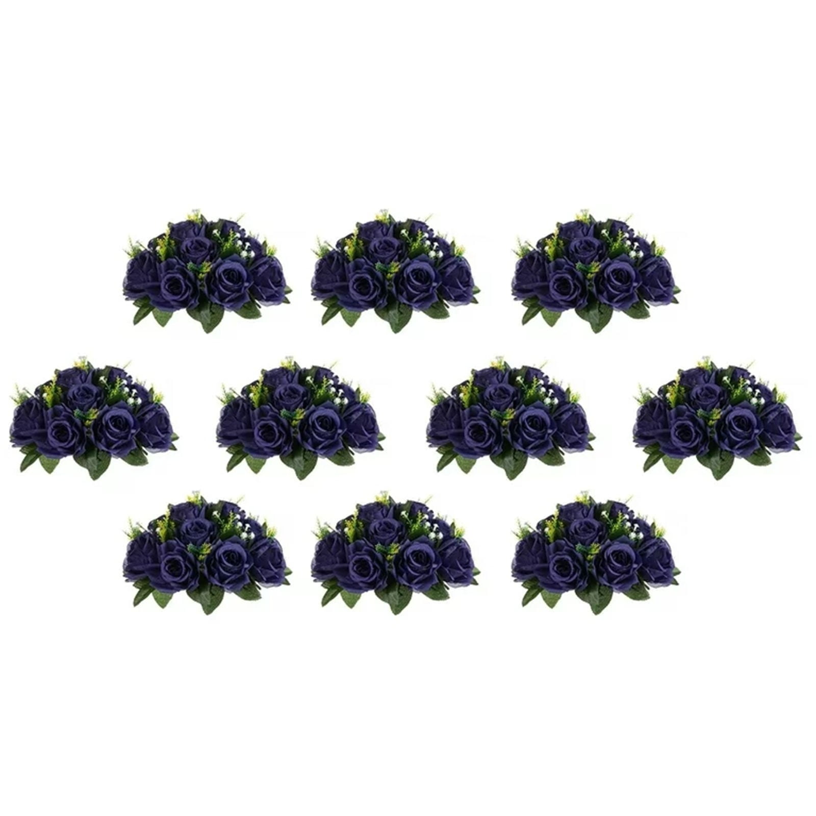 WYQLFSB Artificial Flowers for Outdoor 10pcs Dark Blue Road Flower Main Table Flower Silk Flower Flower Ball Wedding Car Staircase Decoration Wedding Supplies Props Home Decor Navy One Size