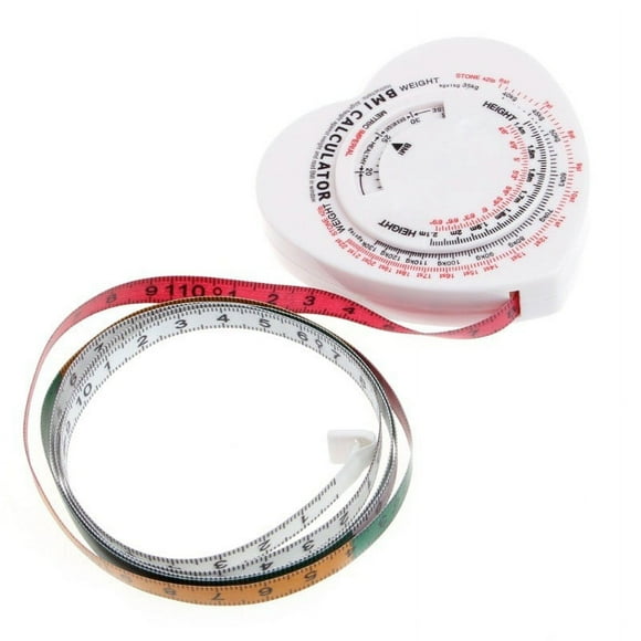 WYQLFSB Heart BMI Body Mass Index Tape Measure Calculator Muscle Diet Weight Loss Tape Digital Scale Angle Linear Drawing Self Adhesive Retractable Ruler Miter Rafter Metric Protractor White