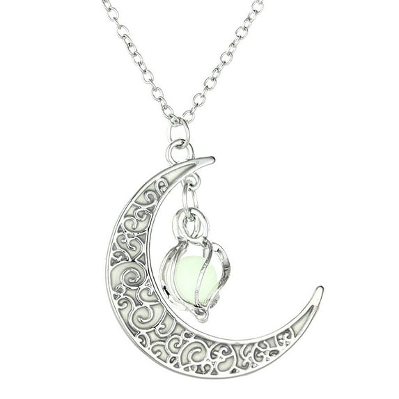 WYQLFSB Luminous Enchanted Moonstone Necklace Hollow Luminous Moon Whirlwind Rotating Bead Necklace Magical Fantasy Fairy B One Size