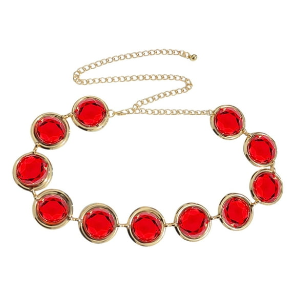 WYQLFSB Women's Anime Waist Belt Accessories Stone Chain Western Belt Chain Concho Belt Halloween Women's Belt Red