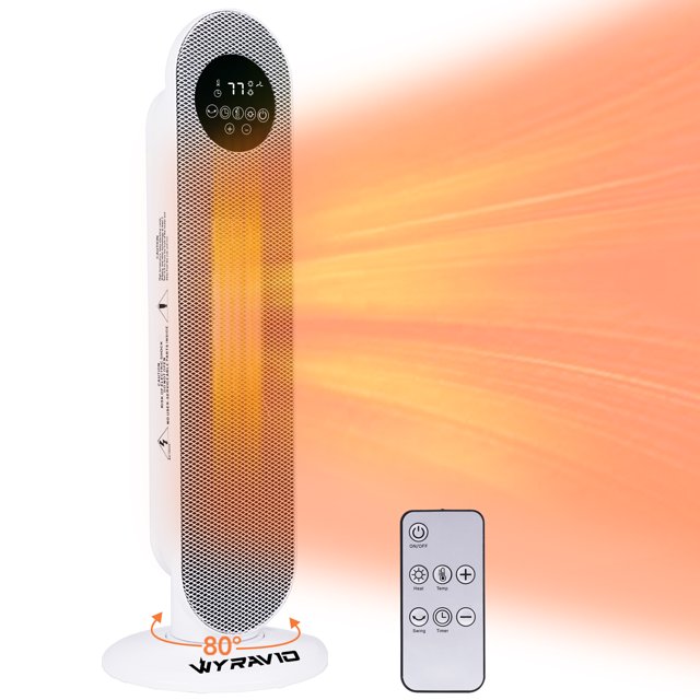 WYRAVIO 1500W Space Heaters for Indoor Use, 80° Oscillating Portable