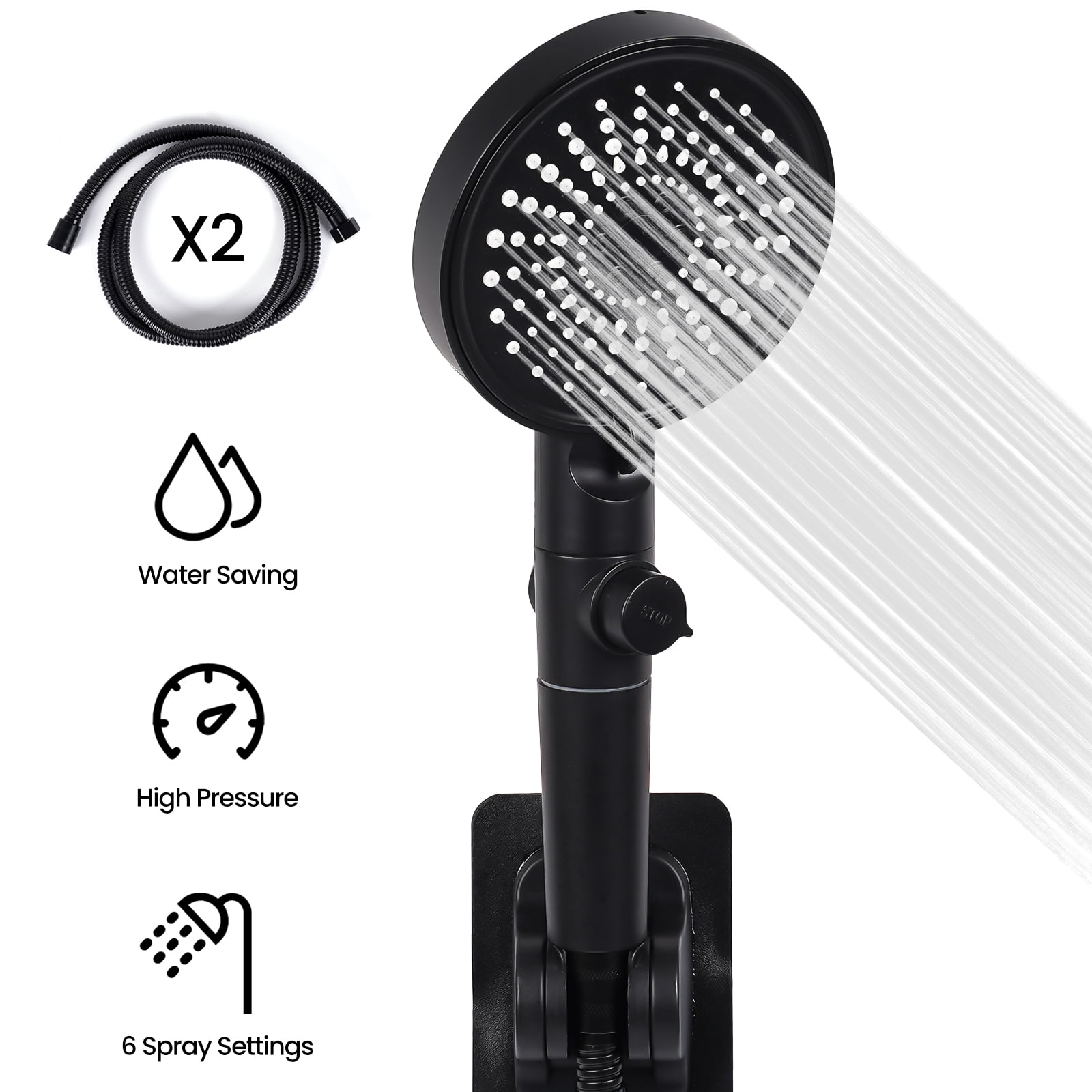 WYRAVIO Handheld Shower Head, High Pressure Shower Head with 6 Spray