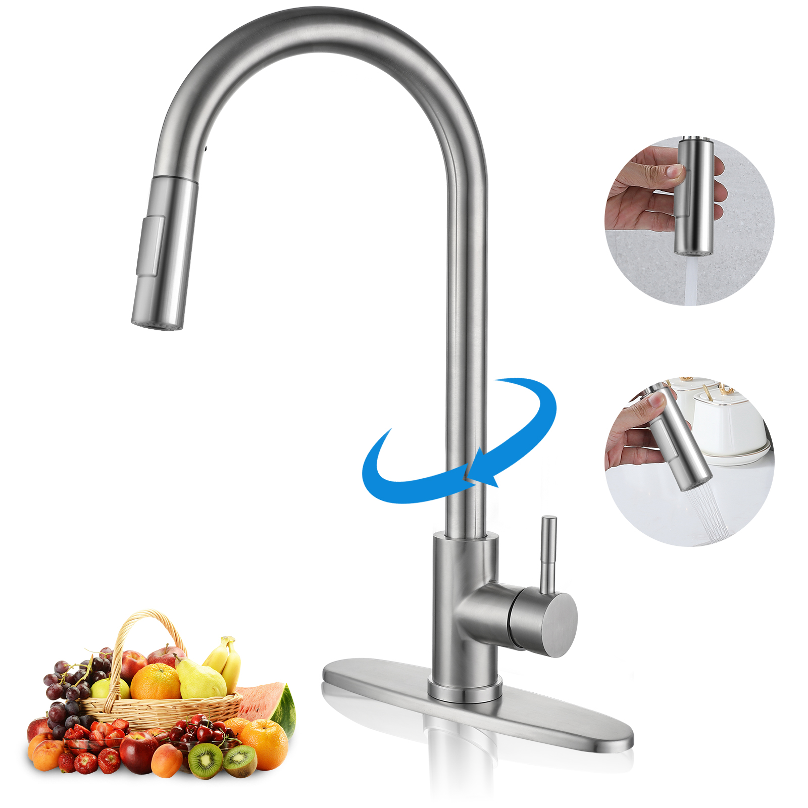 Peerless Two Handle Deckmount Kitchen Faucet in Stainless