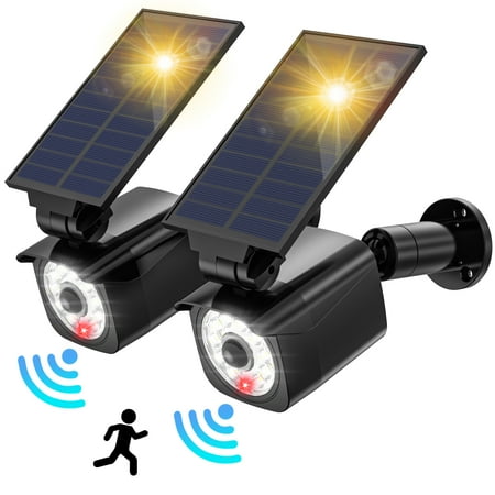 WYRAVIO Solar Lights Outdoor, Solar Motion Sensor Security Light, Solar Flood Lights with 3 Lighting Modes, IP65 Waterproof Outdoor Monitor Light for Garage Yard (2 Pack)