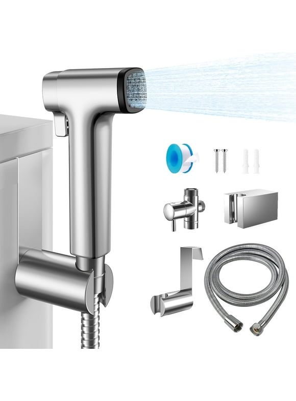WYRAVIO Toilet Seat Attachment Handheld Bidet Sprayer, Adjustable Water Pressure, Stainless Steel, Small