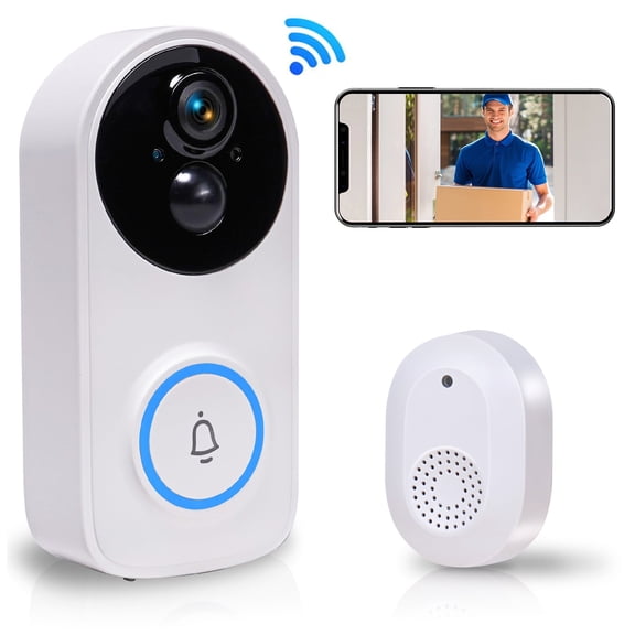 WYRAVIO Wireless Video Doorbell Camera, 3MP Smart Doorbell Camera with PIR Motion Detection, IR Night Vision, 2-Way Audio, Ultra Wide Angle, IP66 Waterproof, 2.4G Wifi, Battery Powered
