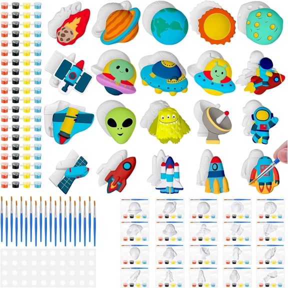 WYSHOP 20 Set Space Alien Ceramic Painting Kit Space Crafts for Adults | DIY Plaster Astronaut Alien Planet Ship to Paint, Paint Your Own Figurines, Space Arts and Crafts, for Birthday Party Favors