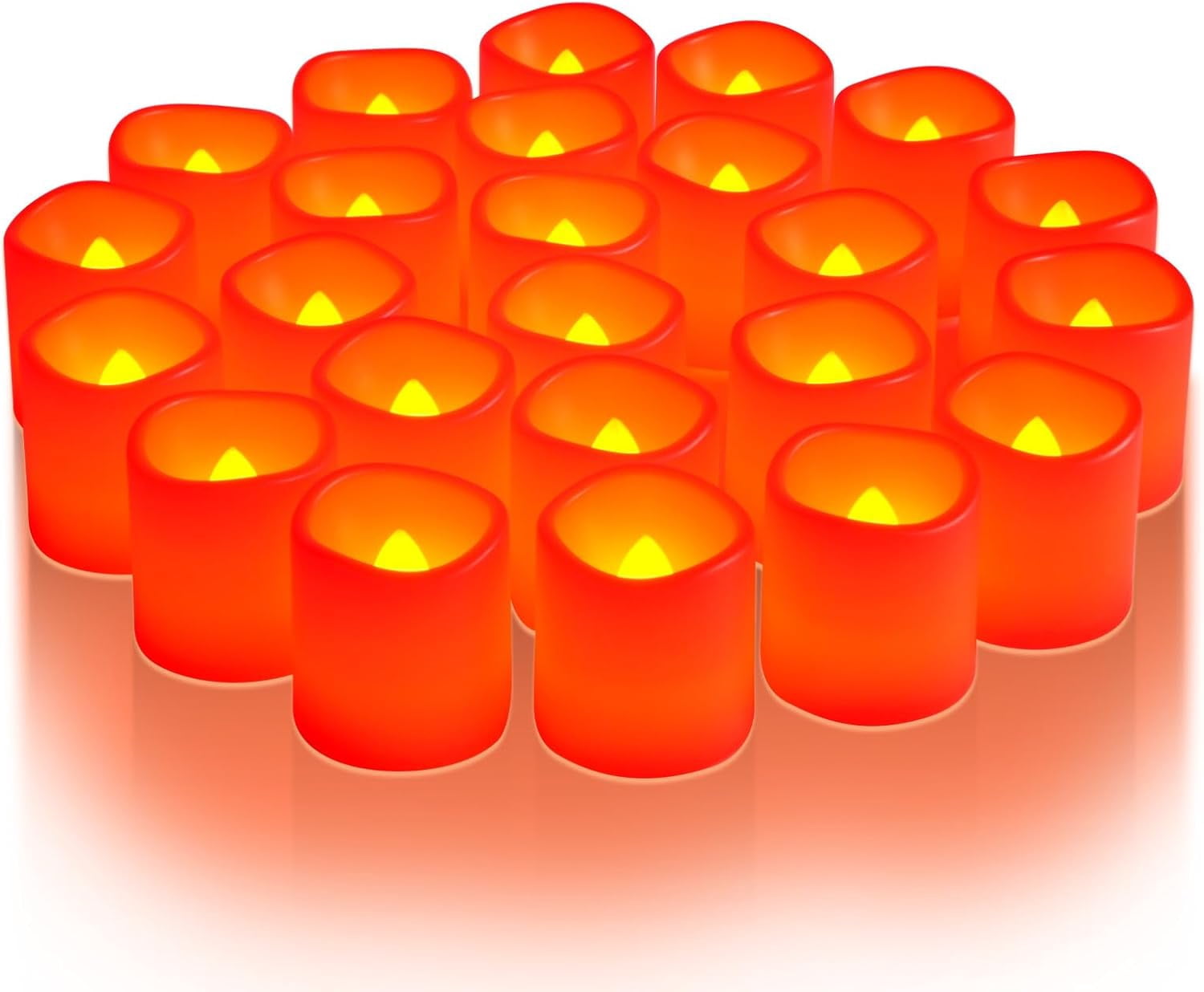 WYSHOP 24 Pack Red Flameless Flickering LED Votive Tealights Candles ...
