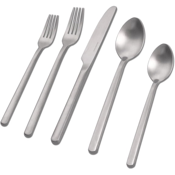 WYSHOP 40 Piece Silverware Set, Flatware Set for 8, 18/10 Stainless Steel Cutlery Set Mirror Polished Modern Design Dishwasher Safe, Matte Silver