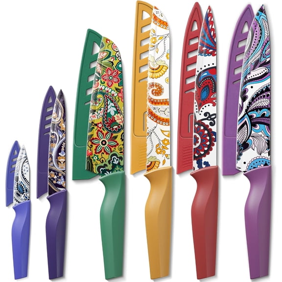 WYSHOP Paisley Pattern Knife Set with Cover