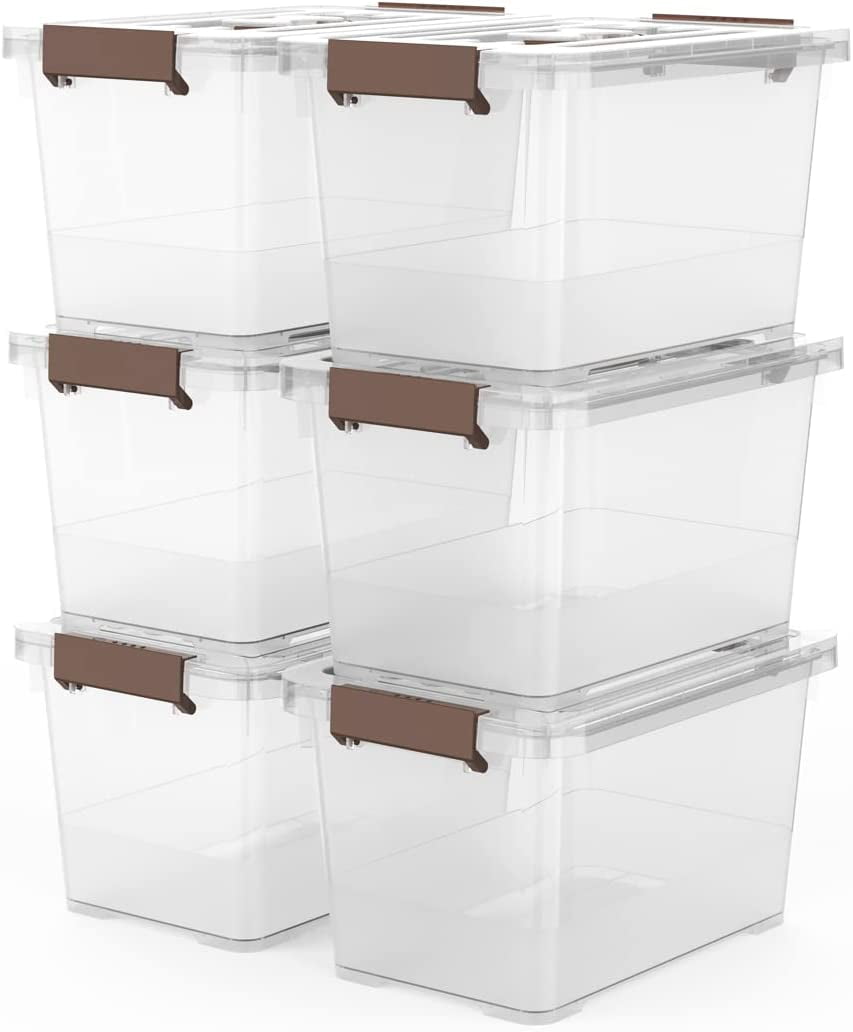 WYT 6-Pack Clear 7 Quart Storage Latch Box/Bins, Plastic Stackable ...