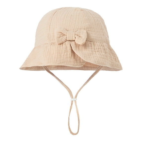 WTXUE Sunhat Baby Solid Color Cotton Bow Sun Hat Basin Hat 0 12 Months, Khaki
