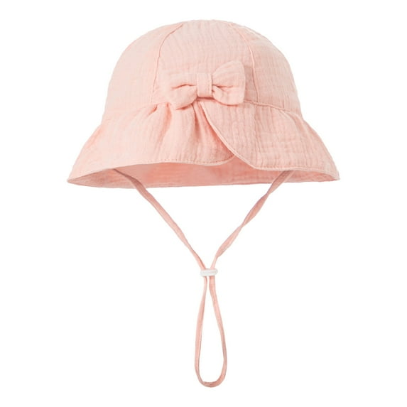 WTXUE Sunhat Baby Solid Color Cotton Bow Sun Hat Basin Hat 0 12 Months, Pink