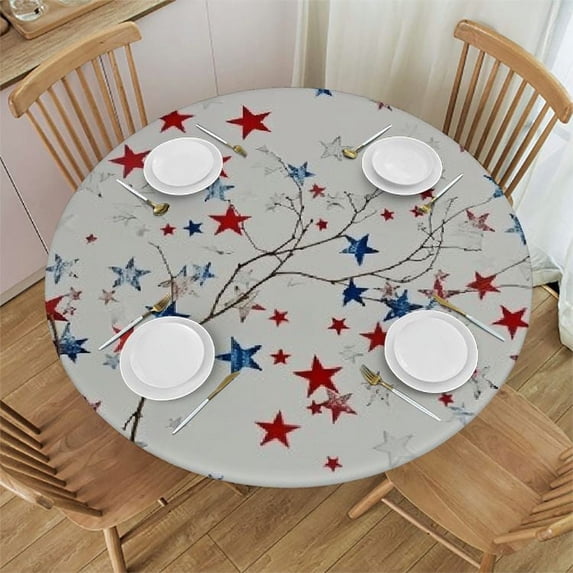 WYYP 4th of July Tablecloth Patriotic Pure Tricolor Stars Independence Day Memorial Day Table Cover for Party Picnic Dinner Decor 31-35