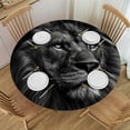 thumbnail image 1 of WYYP A Majestic Lion Round Table Cover 100% Polyester Fiber Table Cloth White, 1 of 8