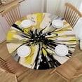 thumbnail image 1 of WYYP Abstract Brush Strokes Round Tablecloth 100% Polyester Fiber with Elastic Edge White, 1 of 8