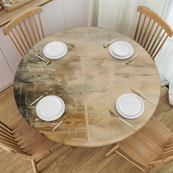 WYYP Abstract Brush Strokes Round Tablecloth - Great for Home Kitchen/Parties/Holiday Dinner - 100% Polyester Fiber - Multiple Sizes Available White