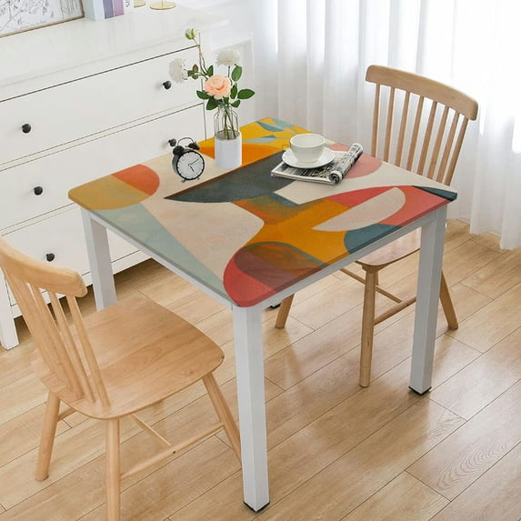 WYYP Abstract Geometric Square Tablecloth for Picnic Dining Kitchen Farmhouse 100% Polyester Fiber 40*40