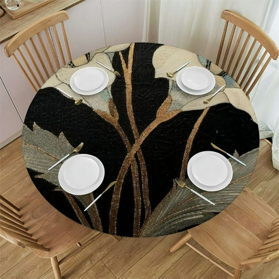 WYYP Art Nouveau Round Table Cloth 100% Polyester Fiber Table Cover White