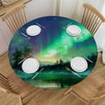thumbnail image 1 of WYYP Aurora Borealis Frozen Lake Woods Round Tablecloth - Great for Home Kitchen/Parties/Holiday Dinner - 100% Polyester Fiber - Multiple Sizes Available White, 1 of 8