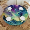 thumbnail image 1 of WYYP Aurora Borealis Mountains Round Tablecloth Outdoor Fitted 100% Polyester Fiber with Elastic Edge White, 1 of 8