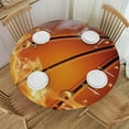 thumbnail image 1 of WYYP  Basketball in Fire and Water Tablecloth with Elastic Edge, Round Table Cloth Sport Ball Washable Reusable Table Cover for Kitchen Dining Party Picnic, White, 1 of 7