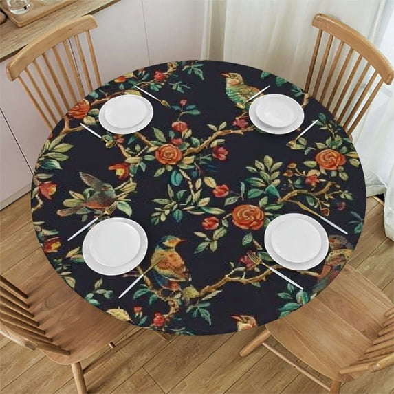 WYYP Bird Butterfly Flower Tablecloth Waterproof Durable Cloth Tablecloths Washable Fabric Table Cover Resistant Table Cloth for Indoor Outdoor Kitchen Party Dining Room 31-35