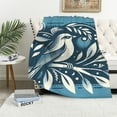 thumbnail image 1 of WYYP Bird On The Branch Abstract Modern Super Soft Flannel Bed Blanket White, 1 of 6