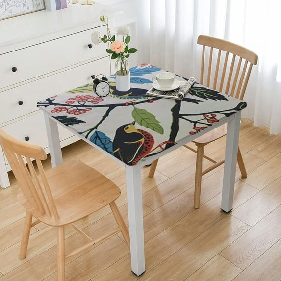 WYYP Birds Branch Berries Square Fitted Table Cloths 100% Polyester Fiber 40*40