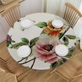 thumbnail image 1 of WYYP Birds Flowers Rococo Round Tablecloth Outdoor Fitted 100% Polyester Waterproof Resistant Fabric White, 1 of 8