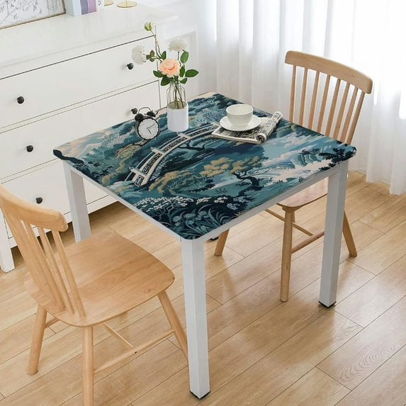 WYYP Birds Trees River Square Table Cloth 100% Polyester Fiber 40*40