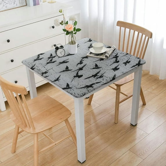 WYYP Birds Wall Building Square Fitted Table Cloths 100% Polyester Fiber 40*40