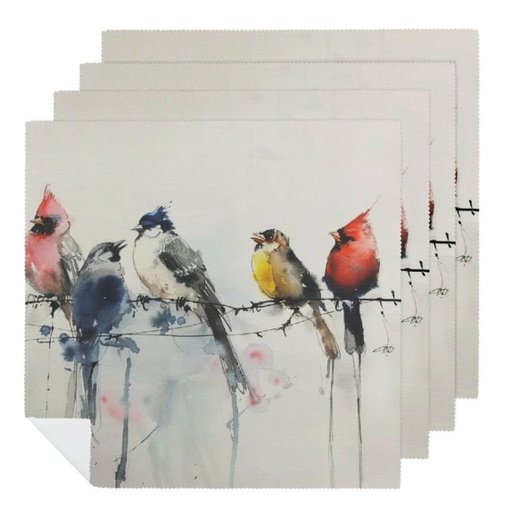WYYP Birds Wire Cloth Napkin Polyester Gift Cloth Napkin Reusable 6 PCS