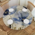 thumbnail image 1 of WYYP Blue Flowers Butterflies Handwritten Message Round Tablecloth Waterproof 100% Polyester Fiber Full Width Single-Sided Printing White, 1 of 8