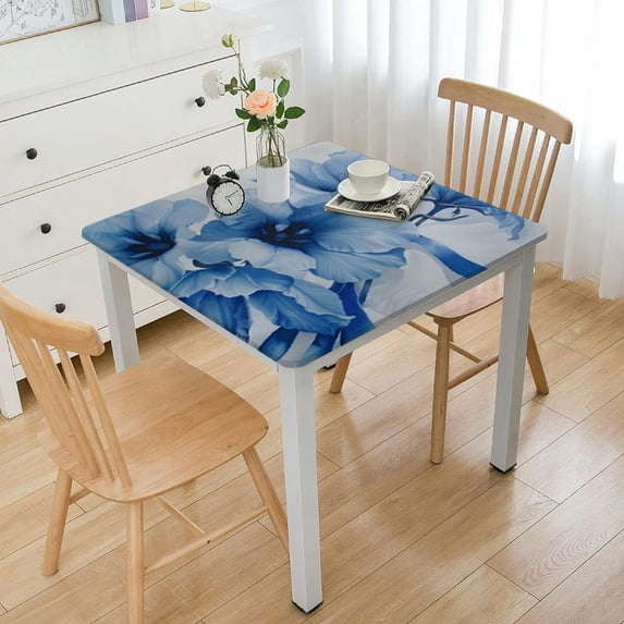 WYYP Blue Flowers Square Tablecloth for Outdoor Picnic Camping and Indoor Kitchen Dining Party 100% Polyester Fiber 40*40